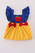 Load image into Gallery viewer, Apple embroidery bow ruffle dress
