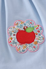 Load image into Gallery viewer, Blue apple floral applique ruffle dress
