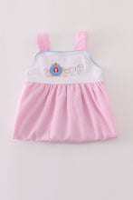 Load image into Gallery viewer, Pink pumpkin carriage embroidery stripe dress
