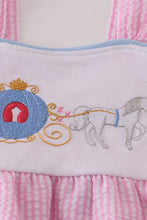 Load image into Gallery viewer, Pink pumpkin carriage embroidery stripe dress
