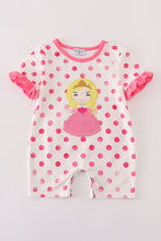 Load image into Gallery viewer, Pink character applique dot romper
