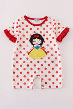 Load image into Gallery viewer, Red character applique dot romper
