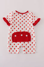 Load image into Gallery viewer, Red character applique dot romper
