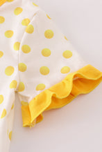 Load image into Gallery viewer, Yellow character applique dot romper
