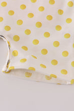 Load image into Gallery viewer, Yellow character applique dot romper
