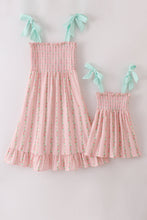 Load image into Gallery viewer, Pink floral smocked mom&amp;me dress
