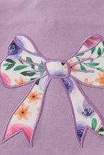 Load image into Gallery viewer, Purple floral bow applique active skorts set

