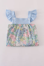 Load image into Gallery viewer, Blue floral print ruffle dress
