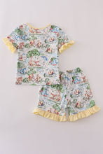 Load image into Gallery viewer, Yellow character print ruffle shorts set
