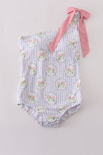 Load image into Gallery viewer, Floral stripe bow swimsuit -Adult UPF50+
