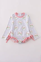 Load image into Gallery viewer, Floral stripe long sleeve swimsuit UPF50+

