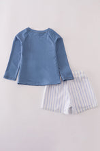 Load image into Gallery viewer, Blue stripe boy swimsuit UPF50+
