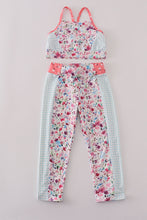 Load image into Gallery viewer, Green floral print 2pc active tank legging set
