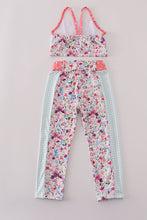 Load image into Gallery viewer, Green floral print 2pc active tank legging set
