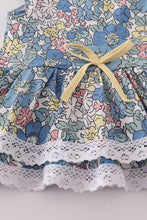 Load image into Gallery viewer, Blue floral lace ruffle leotard
