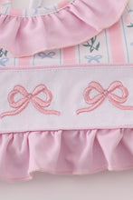 Load image into Gallery viewer, Pink bow embroidery 2pc swimsuit set UPF50+
