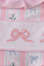 Load image into Gallery viewer, Pink bow embroidery swimsuit set UPF50+
