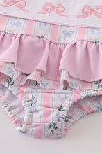 Load image into Gallery viewer, Pink bow embroidery swimsuit set UPF50+
