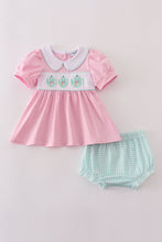 Load image into Gallery viewer, Pink teapot embroidery puff sleeve bloomer set
