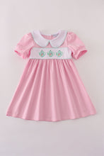 Load image into Gallery viewer, Pink teapot embroidery puff sleeve dress

