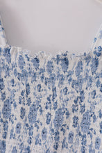 Load image into Gallery viewer, Blue smocked floral print mom dress
