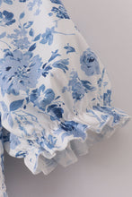 Load image into Gallery viewer, Blue smocked floral print mom dress
