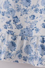 Load image into Gallery viewer, Blue smocked floral print mom dress
