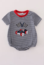 Load image into Gallery viewer, Navy stripe racing car embroidery bubble
