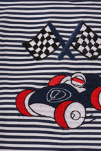 Load image into Gallery viewer, Navy stripe racing car embroidery bubble
