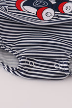 Load image into Gallery viewer, Navy stripe racing car embroidery bubble
