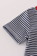 Load image into Gallery viewer, Navy stripe racing car embroidery bubble
