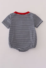 Load image into Gallery viewer, Navy stripe racing car embroidery bubble
