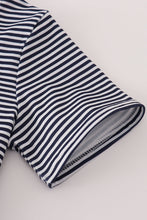 Load image into Gallery viewer, Navy stripe racing car embroidery top
