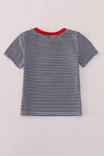 Load image into Gallery viewer, Navy stripe racing car embroidery top
