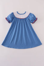 Load image into Gallery viewer, Blue tractor embroidery dress
