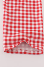 Load image into Gallery viewer, Blue tractor embroidery gingham pants set
