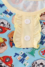 Load image into Gallery viewer, Blue character print ruffle pajamas set
