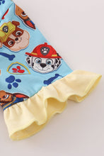 Load image into Gallery viewer, Blue character print ruffle pajamas set
