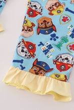 Load image into Gallery viewer, Blue character print ruffle pajamas set
