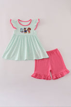 Load image into Gallery viewer, Pink character applique stripe shorts set

