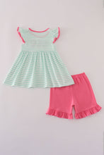 Load image into Gallery viewer, Pink character applique stripe shorts set
