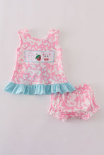 Load image into Gallery viewer, Pink strawberry milk cow embroidery bloomer set
