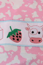 Load image into Gallery viewer, Pink strawberry milk cow embroidery bloomer set
