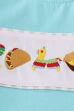 Load image into Gallery viewer, Blue taco embroidery stripe shorts set
