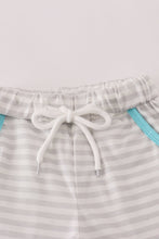 Load image into Gallery viewer, Blue taco embroidery stripe shorts set
