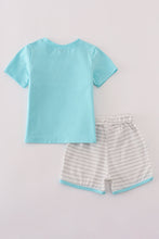 Load image into Gallery viewer, Blue taco embroidery stripe shorts set
