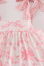 Load image into Gallery viewer, Pink bow print ruffle mom&amp;me dress
