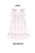 Load image into Gallery viewer, Pink bow print ruffle mom&amp;me dress
