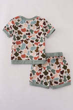 Load image into Gallery viewer, Green hunting print shorts set
