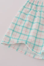 Load image into Gallery viewer, Green marine embroidery smocked shorts set
